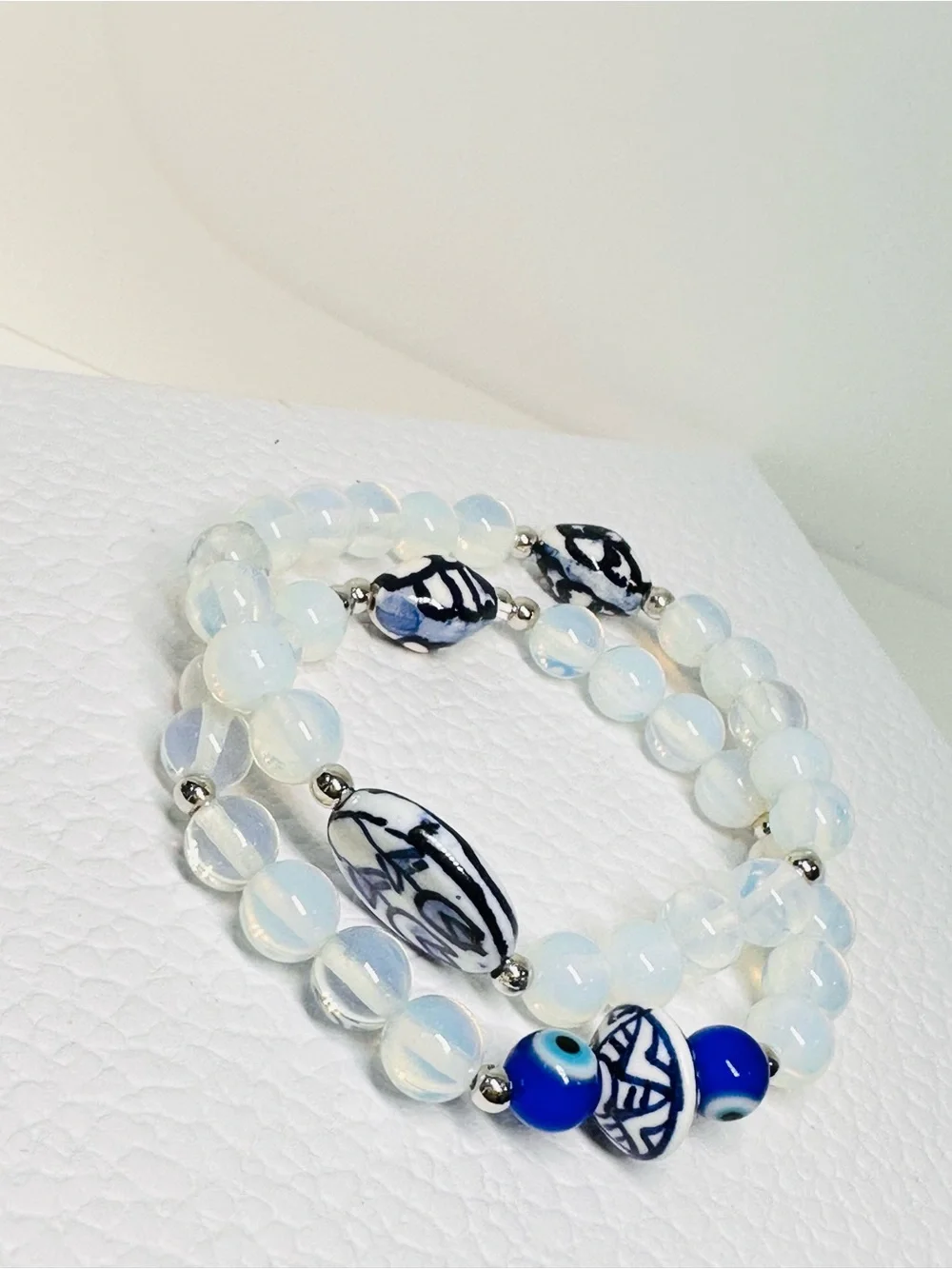 Two Opalite & Italian ceramics beads Bracelets